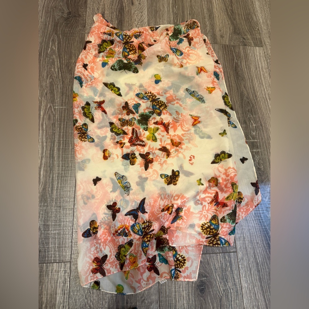 Butterfly Sheer Scarf, Gauzy Fabric 70”x10.5” by Ganz